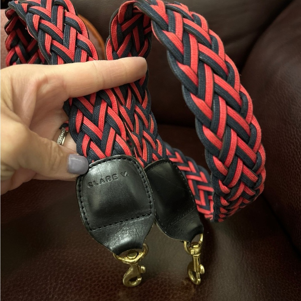 Clare V Red and Black Braided Strap